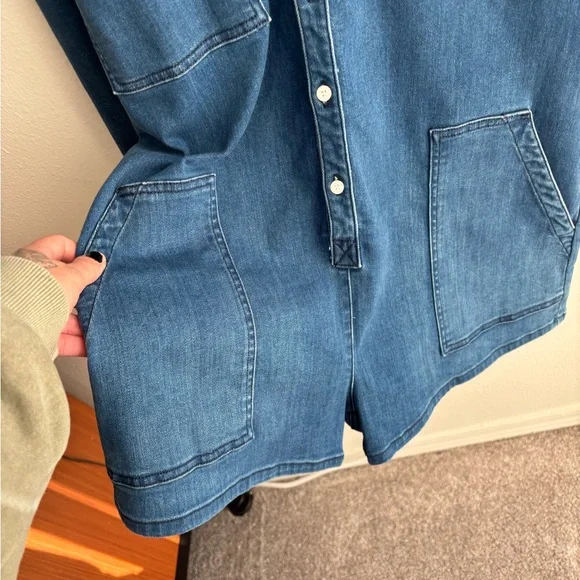 Frank & Eileen Ireland Italian Dream Denim Playsuit Romper Size Large - Picture 6 of 11